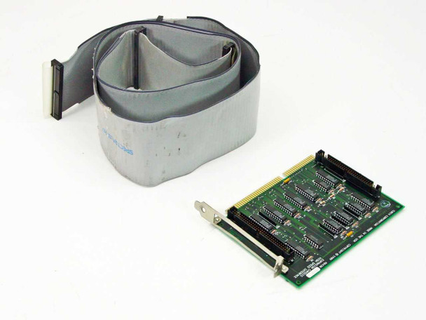 Cubix A2430 high speed interface card with ribbon cable — three-quarter front view showing full card and cable