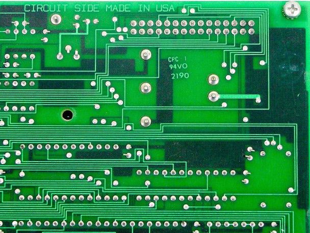 Keithley DAS-50/4 PCB circuit side close-up showing CIRCUIT SIDE MADE IN USA marking, CPC 1, 94V0, 2190 markings