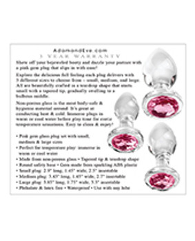Adam & Eve Pink Gem Glass Plug Set Adam & Eve Pink Gem Glass Plug Set