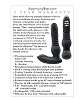 Adam & Eve Adam's Warming & Rotating Prostate Thruster W/remote - Black Adam & Eve Adam's Warming & Rotating Prostate Thruster W/remote - Black