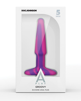 A Play 5" Groovy Silicone Anal Plug - Multicolor/pink