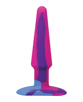 A Play 5" Groovy Silicone Anal Plug - Multicolor/pink