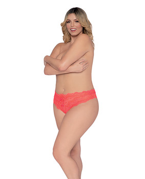 Simply Sexy Lace Tanga Open Crotch Panty Coral Simply Sexy Lace Tanga Open Crotch Panty Coral