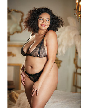 Allure Lace Peek A Boo Bralette & Panty Black Qn Allure Lace Peek A Boo Bralette & Panty Black Qn