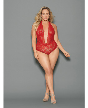 Euphoria Halter Tie Open Crotch & Butt Teddy Red Qn Euphoria Halter Tie Open Crotch & Butt Teddy Red Qn