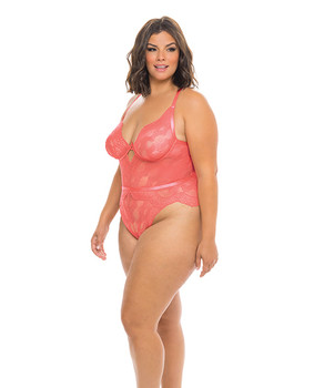 Aura Scallop Lace Teddy Georgia Peach Aura Scallop Lace Teddy Georgia Peach