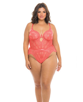 Aura Scallop Lace Teddy Georgia Peach Aura Scallop Lace Teddy Georgia Peach