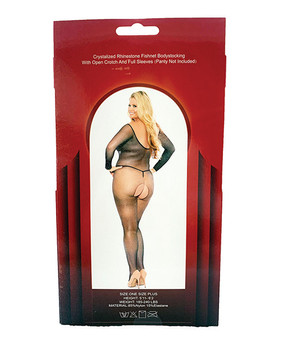 Rhinestone Fishnet Full Sleeved Bodystocking Black Qn Rhinestone Fishnet Full Sleeved Bodystocking Black Qn