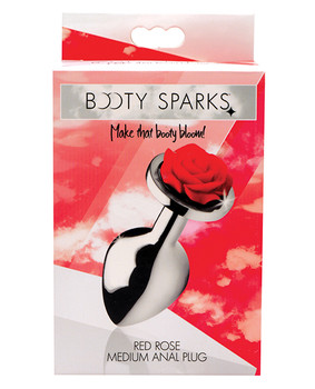 Bootysparks Red Rose Anal Plug - Silver