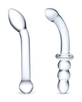 Glas 2 Pc G-spot Pleasure Glass Dildo Set - Clear