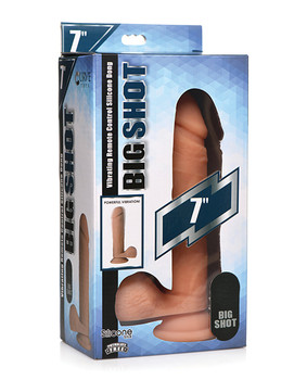 Curve Toys Big Shot 7" Vibrating 21x Silicone Dildo W/balls & Remote - Light Curve Toys Big Shot 7" Vibrating 21x Silicone Dildo W/balls & Remote - Light