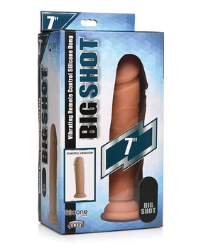 Curve Toys Big Shot 7" Vibrating 21x Silicone Dildo W/out Balls W/remote - Light Curve Toys Big Shot 7" Vibrating 21x Silicone Dildo W/out Balls W/remote - Light