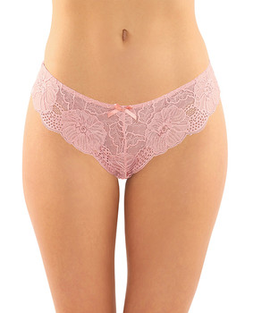 Poppy Crotchless Floral Lace Panty Pink S/m Poppy Crotchless Floral Lace Panty Pink S/m