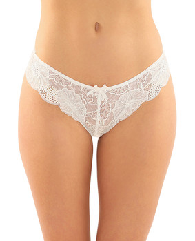 Poppy Crotchless Floral Lace Panty White S/m Poppy Crotchless Floral Lace Panty White S/m