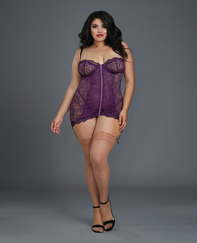 Stretch Lace Garter Slip W/removable Straps & Attached Side Garters & G-string Plum Stretch Lace Garter Slip W/removable Straps & Attached Side Garters & G-string Plum