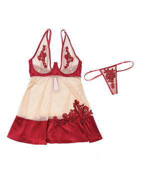 Sheer Nylon & Stretch Satin Babydoll W/underwire Cups & G-string Sheer Nylon & Stretch Satin Babydoll W/underwire Cups & G-string