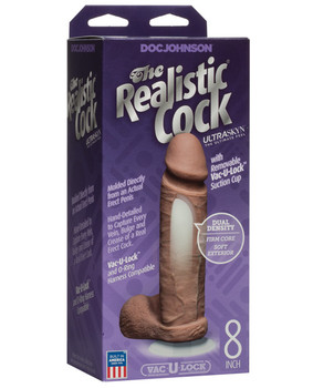 Realistic 8" Ultraskyn Cock W/balls - Brown Realistic 8" Ultraskyn Cock W/balls - Brown