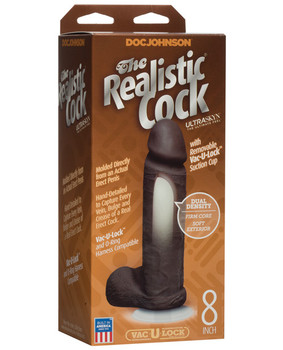 The Realistic 8" Ultraskyn Cock W/balls - Brown The Realistic 8" Ultraskyn Cock W/balls - Brown
