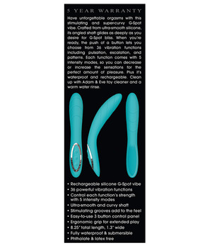 Adam & Eve G Gasm Curve Rechargeable Vibrator - Teal Adam & Eve G Gasm Curve Rechargeable Vibrator - Teal