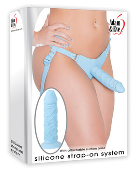 Adam & Eve Silicone Strap On System - Blue Adam & Eve Silicone Strap On System - Blue