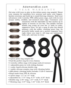 Adam & Eve Adam's Deluxe Penis Ring Sampler - Black/smoke Adam & Eve Adam's Deluxe Penis Ring Sampler - Black/smoke