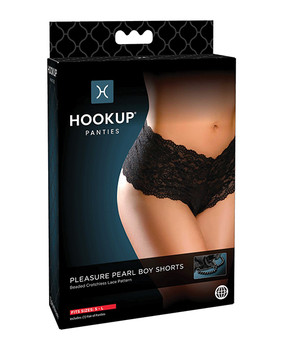 Hookup Panties Pleasure Pearl Boy Shorts Black Hookup Panties Pleasure Pearl Boy Shorts Black
