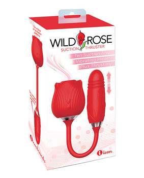 Wild Rose Rechargeable Silicone Suction & Thruster Vibrator - Red Wild Rose Rechargeable Silicone Suction & Thruster Vibrator - Red