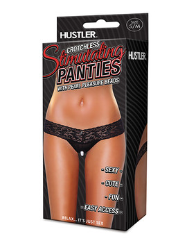 Hustler Stimulating Panties W/pearl Pleasure Beads Black Hustler Stimulating Panties W/pearl Pleasure Beads Black