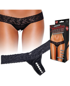 Hustler Stimulating Panties W/pearl Pleasure Beads Black Hustler Stimulating Panties W/pearl Pleasure Beads Black