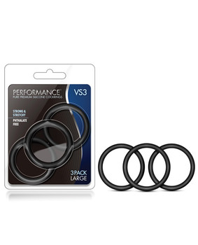 Performance Vs3 Pure Premium Silicone Cockrings Large - Black Performance Vs3 Pure Premium Silicone Cockrings Large - Black