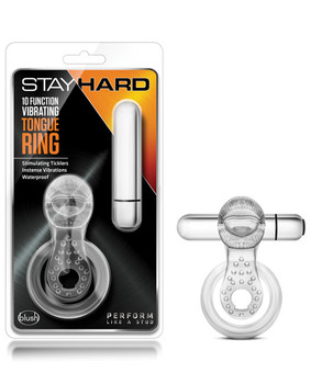 Stay Hard Vibrating Tongue Ring - 10 Function Clear