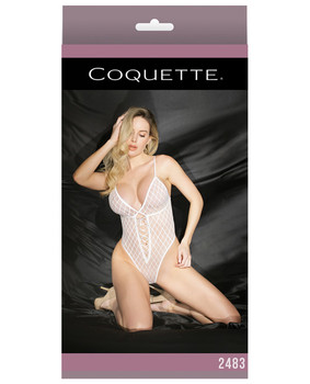 Fashion High Cut Mesh Teddy W/lace-up Detail White O/s Fashion High Cut Mesh Teddy W/lace-up Detail White O/s