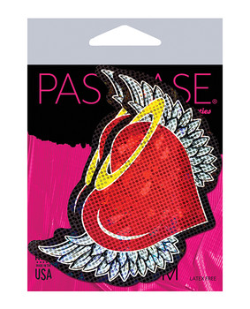 Pastease Premium Angel Glitter Heart W/wings & Halo - Red O/s Pastease Premium Angel Glitter Heart W/wings & Halo - Red O/s