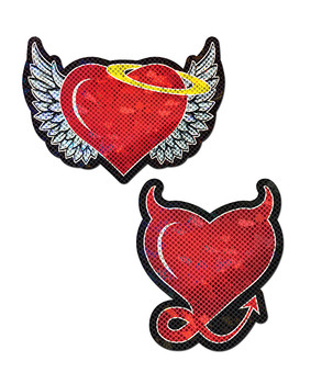 Pastease Premium Angel & Devil Glitter Heart - Red O/s Pastease Premium Angel & Devil Glitter Heart - Red O/s
