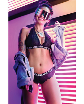 Vibes Not Your Bitch Bralette & Cheeky Panty Black S/m Vibes Not Your Bitch Bralette & Cheeky Panty Black S/m