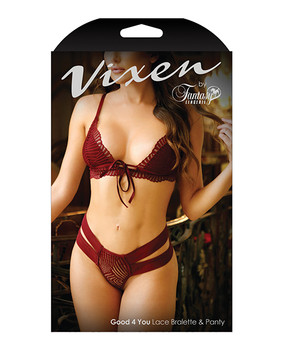 Vixen Good 4 You Lace Triangle Bralette & Panty Burgundy Vixen Good 4 You Lace Triangle Bralette & Panty Burgundy