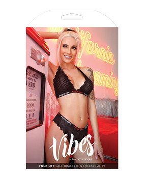 Vibes Fuck Off Lace Bralette & Cheeky Panty Black Vibes Fuck Off Lace Bralette & Cheeky Panty Black