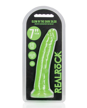 Shots Realrock 8" Slim Dildo Glow In The Dark - Neon Green