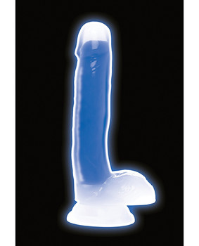 Curve Toys Lollicock 7" Glow In The Dark Silicone Dildo W/balls - Blue