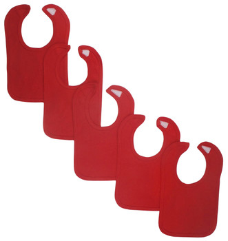One Size Red Baby Bibs (pack Of 5) Color:red