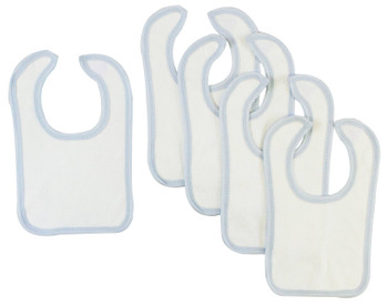 One Size White Bib With Blue Trim (pack Of 5) Color:blue