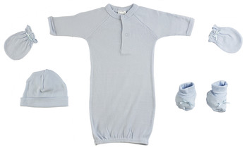 Preemie Gown, Cap, Mittens And Booties - 4 Pc Set Preemie Gown, Cap, Mittens And Booties - 4 Pc Set