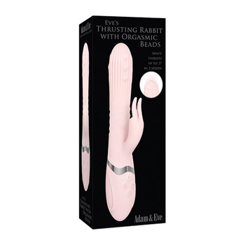Adam & Eve Eve's Thrusting Rabbit With Orgasmic Beads Rechargeable Silicone Rabbit Vibrator Light Pink Adam & Eve Eve's Thrusting Rabbit With Orgasmic Beads Rechargeable Silicone Rabbit Vibrator Light Pink