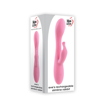 Adam & Eve Eve's Rechargeable Silicone Slimline Rabbit Vibrator Pink Adam & Eve Eve's Rechargeable Silicone Slimline Rabbit Vibrator Pink