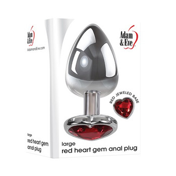 Adam & Eve Metal Anal Plug With Red Gemstone Heart Base Large Adam & Eve Metal Anal Plug With Red Gemstone Heart Base Large