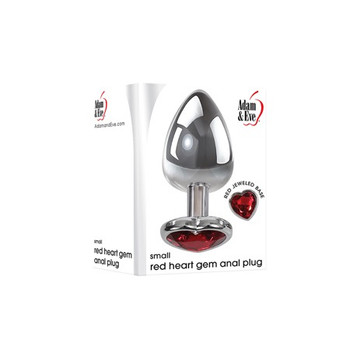 Adam & Eve Metal Anal Plug With Red Gemstone Heart Base Small Adam & Eve Metal Anal Plug With Red Gemstone Heart Base Small