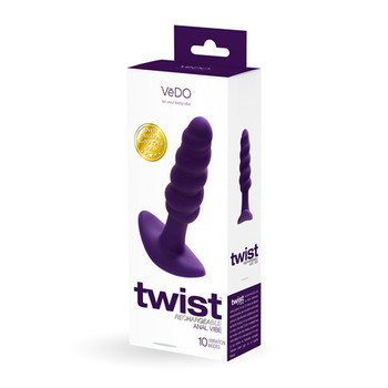 VeDO Twist Rechargeable Silicone Vibrating Anal Plug Purple VeDO Twist Rechargeable Silicone Vibrating Anal Plug Purple