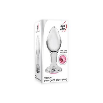 Adam & Eve Glass Anal Plug With Pink Gemstone Base Medium Adam & Eve Glass Anal Plug With Pink Gemstone Base Medium