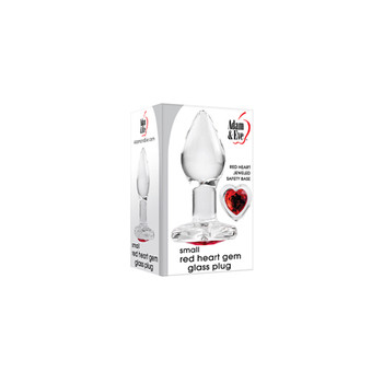 Adam & Eve Glass Anal Plug With Red Gemstone Heart Base Small Adam & Eve Glass Anal Plug With Red Gemstone Heart Base Small