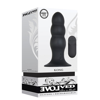 Evolved Kong Rechargeable Remote-Controlled Vibrating Silicone Anal Plug Black Evolved Kong Rechargeable Remote-Controlled Vibrating Silicone Anal Plug Black